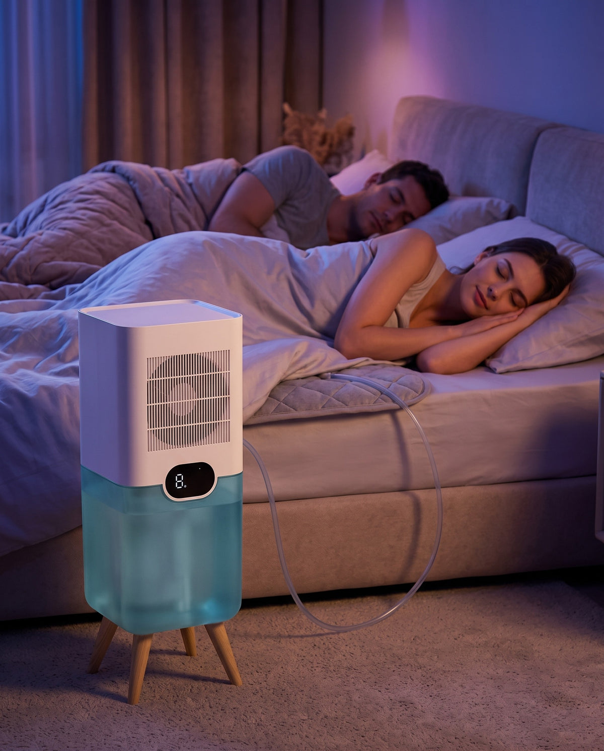 Couple in bed, Luna cools her side only